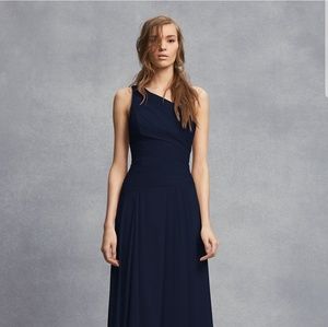 SHEER STRAP ONE-SHOULDER SHEATH BRIDESMAID DRESS